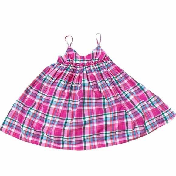 Ralph Lauren | Girls Size 4/4T Pink Plaid Faux Wrap Spaghetti Strap Ruffle Dress - Picture 1 of 6
